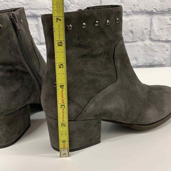 Vaneli Faiza Boots Womens 7.5 Grey Suede Heeled Booties With Stud Detail - Picture 9 of 11